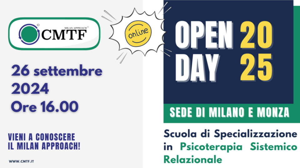 26 Settembre – OPEN DAY ONLINE della Scuola di Specializzazione in Psicoterapia Sistemico-relazionale